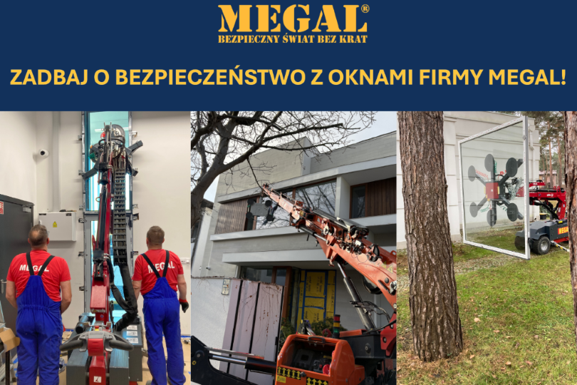 Zdjęcie przedstawia okna firmy Megal w momentach montażu