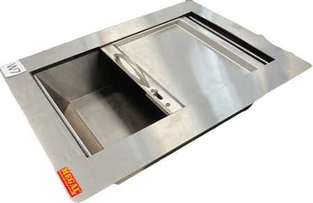 W7 – Głęboki podajnik kasowy z przesuwną pokrywą – stal nierdzewna, dwufunkcyjny