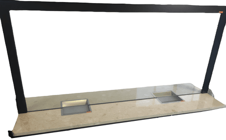 24. Okno podawcze  dwustanowiskowe  szer. 1990x wys. 1000mm z dwufunkcyjną szybą kuloodporną BR2